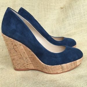 NWOT Vince Camino Blue Suede Wedges  Sz 5.5